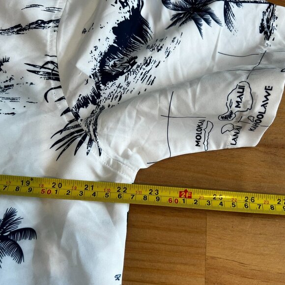 Year IN Year Out Men's Hawaiian Shirt MEDIUM Palmwave White Island Map Floral - Picture 8 of 9